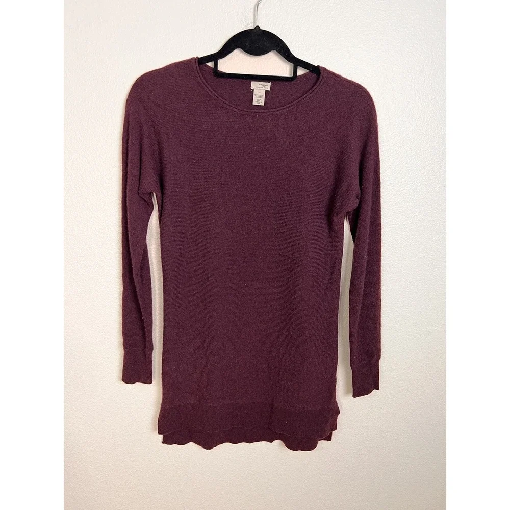 Halogen Sweater Womens XS Long Sleeve Cashmere Blend Tunic Knit Maroon
